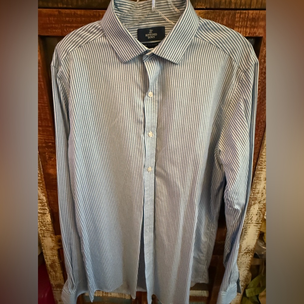 Men’s Blue Striped Dress Shirts (2)
